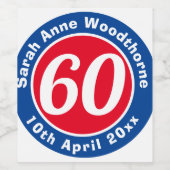 誕生日の名称、年齢、日付ワインによる記念会 ワインラベル (シングルラベル)