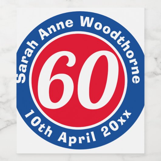 誕生日の名称、年齢、日付ワインによる記念会 ワインラベル (シングルラベル)