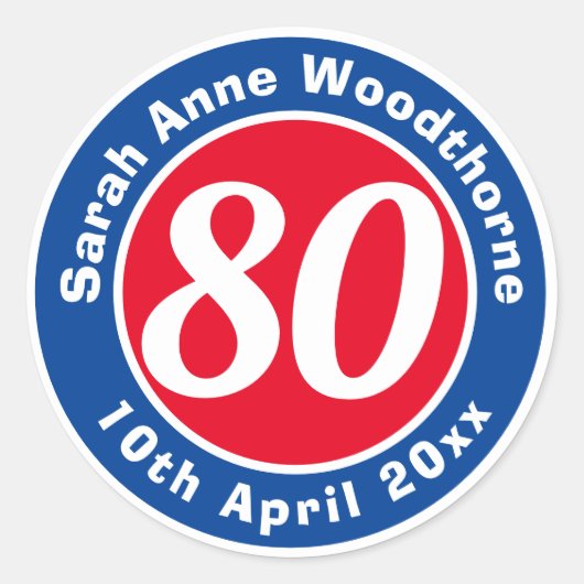 誕生日の名称、年齢、日付 ラウンドシール (正面)