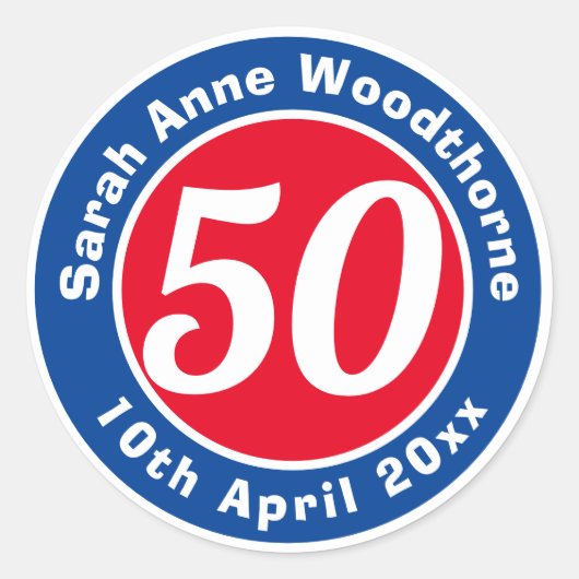 誕生日の名称、年齢、日付 ラウンドシール (正面)