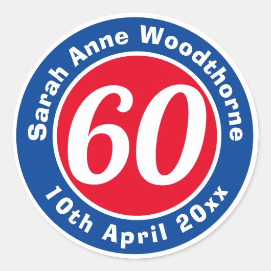 誕生日の名称、年齢、日付 ラウンドシール (正面)