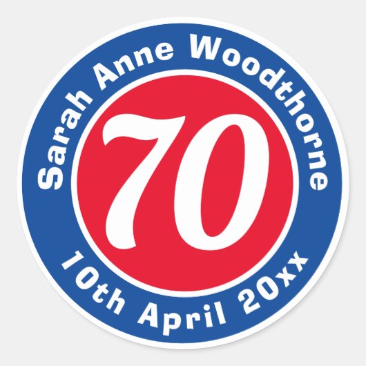 誕生日の名称、年齢、日付 ラウンドシール (正面)