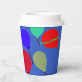 誕生日の吹き出し緑のロボット風船 紙コップ (裏面)