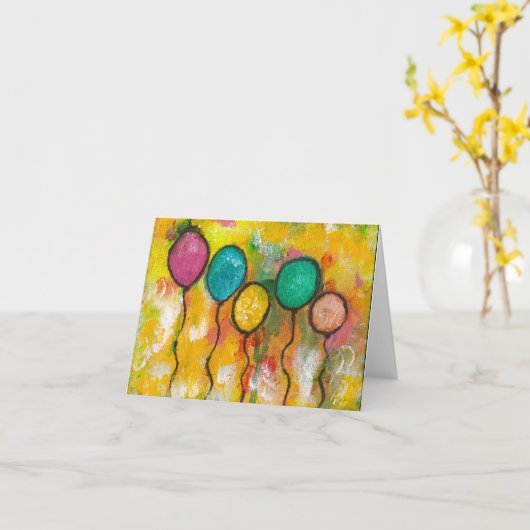 誕生日の吹き出空白のし – グリーティングカード (黄色い花)