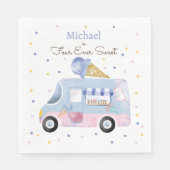 誕生日の四回の甘いアイスクリームトラック スタンダードランチョンナプキン (正面)