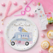 誕生日の四回の甘いアイスクリームトラック ペーパープレート (パーティー)