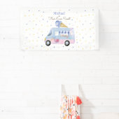 誕生日の四回の甘いアイスクリームトラック 横断幕 (インサイチュ)