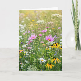 誕生日の夏の野の花の草原 カード