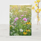 誕生日の夏の野の花の草原 カード (黄色い花)