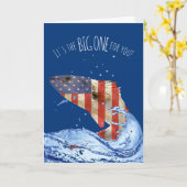 誕生日の大きなフラッグフィッシュ カード (黄色い花)