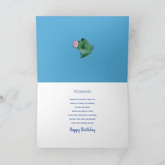 誕生日の夫が生涯の魚釣り カード (内部)