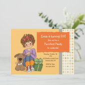 誕生日の女の子と彼女の犬の招待状 招待状 (スタンド正面)