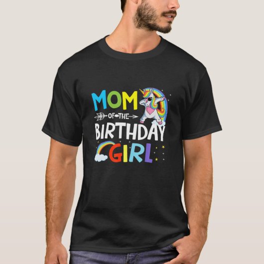 誕生日の女の子のおもしろいママUnicornママ Tシャツ (正面)