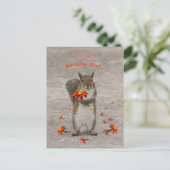 誕生日の女の子のために花のついたリスの絵をカスタマイズ ポストカード (スタンド正面)