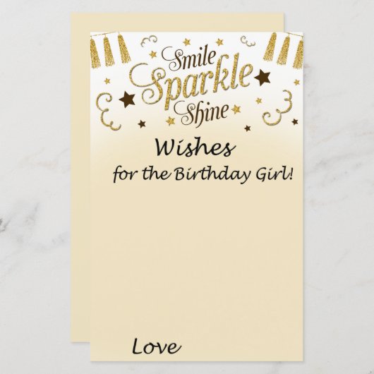 誕生日の女の子のためのゴールデンウィッシュ (正面/裏面)