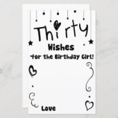 誕生日の女の子のゲームのための30の願い (正面/裏面)