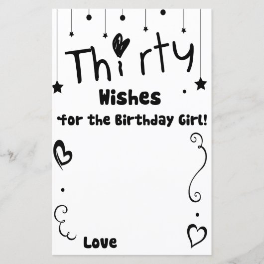 誕生日の女の子のゲームのための30の願い (正面)