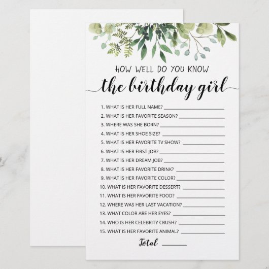 誕生日の女の子のゲーム (正面/裏面)