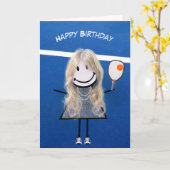 誕生日の女の子のピックボールパドルとボール カード (黄色い花)