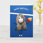 誕生日の女の子のピックボールパドルとボール カード (黄色い花)