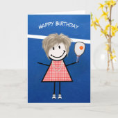 誕生日の女の子のピックボールパドルとボール カード (黄色い花)