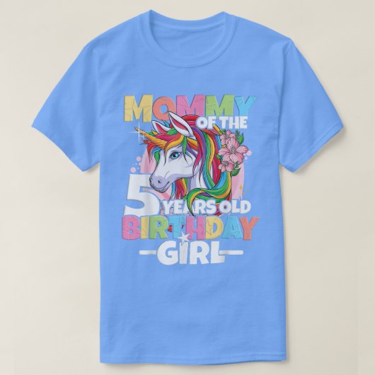誕生日の女の子のママ5歳の誕生日の娘 Tシャツ (デザイン正面)
