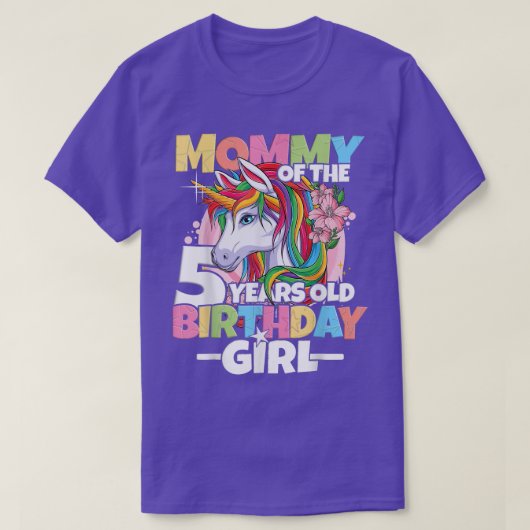 誕生日の女の子のママ – 5番目の誕生日の娘 Tシャツ (デザイン正面)