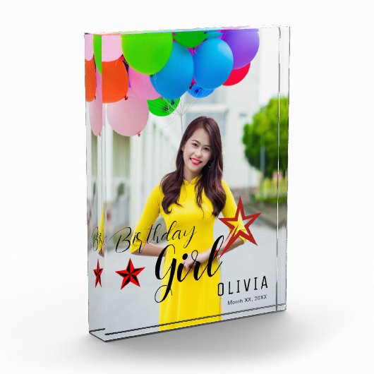 誕生日の女の子のメモリブロックと写真 フォトブロック (左)
