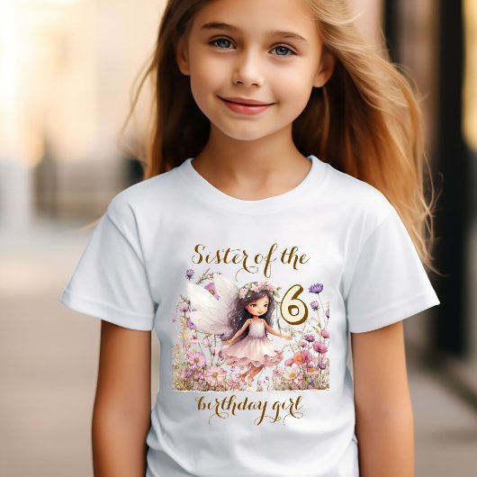 誕生日の女の子のラベンダー妖精のワイルドフラワーの妹 Tシャツ