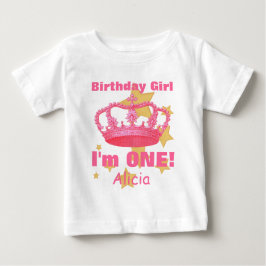 誕生日の女の子の王冠は俺がONE!名前をカスタムするV06A ベビーTシャツ