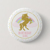 誕生日の女の子の虹のユニコーンのパーティーPin 缶バッジ (正面)