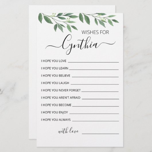 誕生日の女の子の誕生日パーティーカードへの願い (正面/裏面)