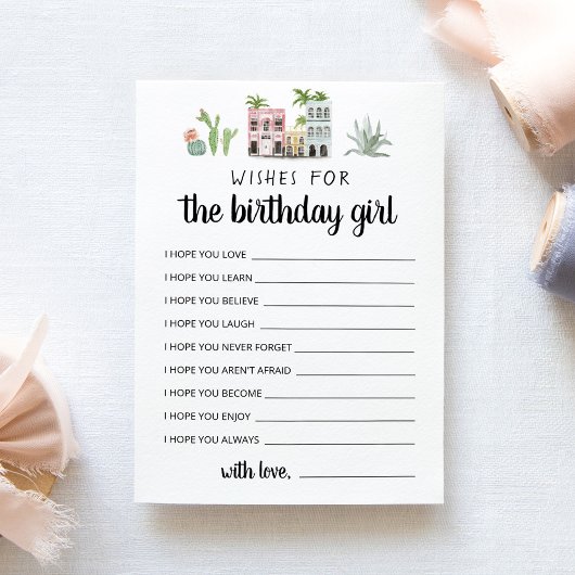 誕生日の女の子の誕生日パーティーカードへの願い 招待状