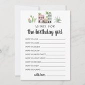 誕生日の女の子の誕生日パーティーカードへの願い 招待状 (正面)