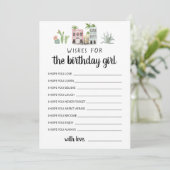 誕生日の女の子の誕生日パーティーカードへの願い 招待状 (スタンド正面)