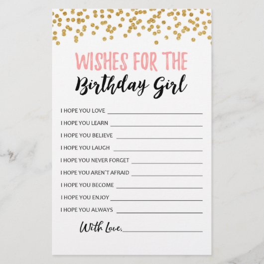 誕生日の女の子の誕生日パーティーゲームへの願い (正面)