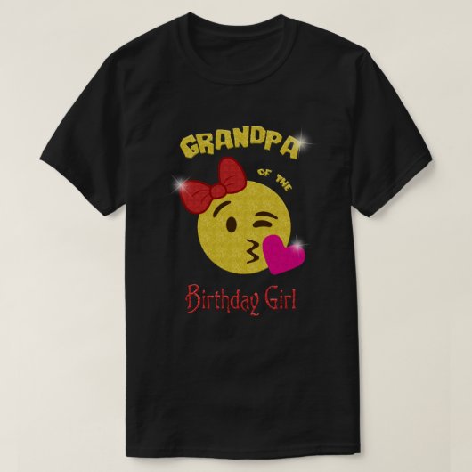 誕生日の女の子のEmojiの誕生会の祖父 Tシャツ (デザイン正面)