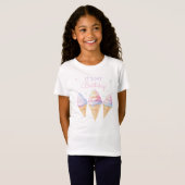 誕生日の女の子のTシャツと甘いアイスクリーム。 Tシャツ (正面フル)