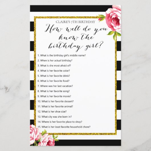 誕生日の女の子ゲームをどれだけ知っているか (正面)