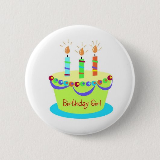 誕生日の女の子ボタン 缶バッジ (正面)