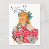 誕生日の女の子子猫 | ポストカード (正面)
