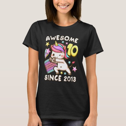 誕生日の女の子10歳， 2013生まれ，ユニコーン，ポー Tシャツ (正面)