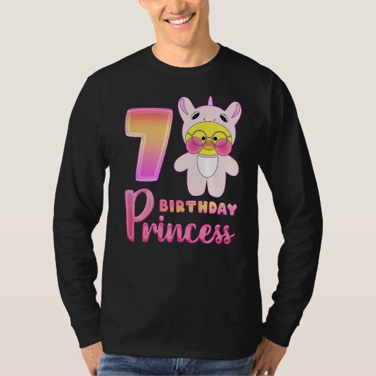 誕生日の女の子7歳Unicorn Kigのララファンファン Tシャツ (正面)
