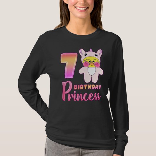 誕生日の女の子7歳Unicorn Kigのララファンファン Tシャツ (正面)