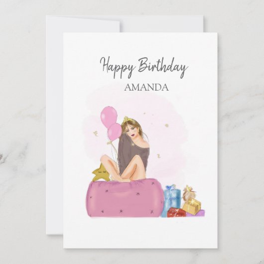 誕生日の女の子 カード (正面)