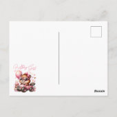 誕生日の女の子 – ピンクのモンスタートラックのビーバー ポストカード (裏面)