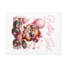 誕生日の女の子 – ピンクのモンスタートラックのビーバー