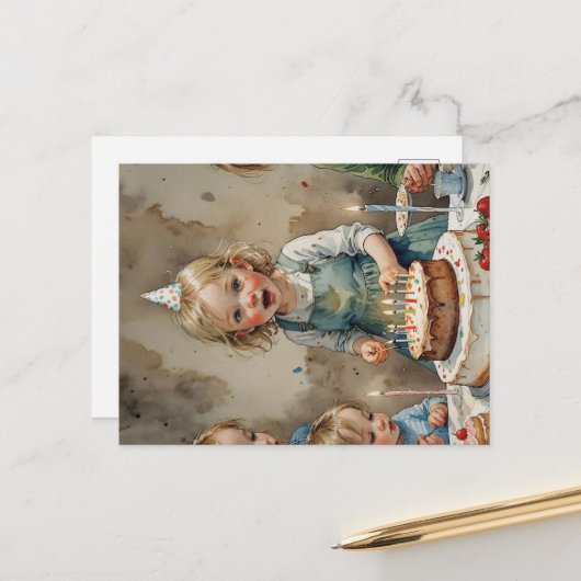 誕生日の女の子 ポストカード (正面/裏面インサイチュ)