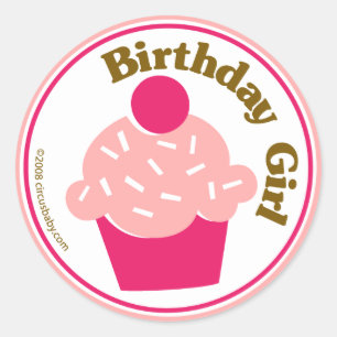 誕生日の女の子 ラウンドシール