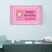 誕生日の女の子、愛のハート、花、蝶 横断幕 (トレードショー)